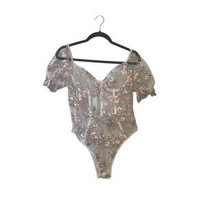 Mesh floral bodysuit sz L